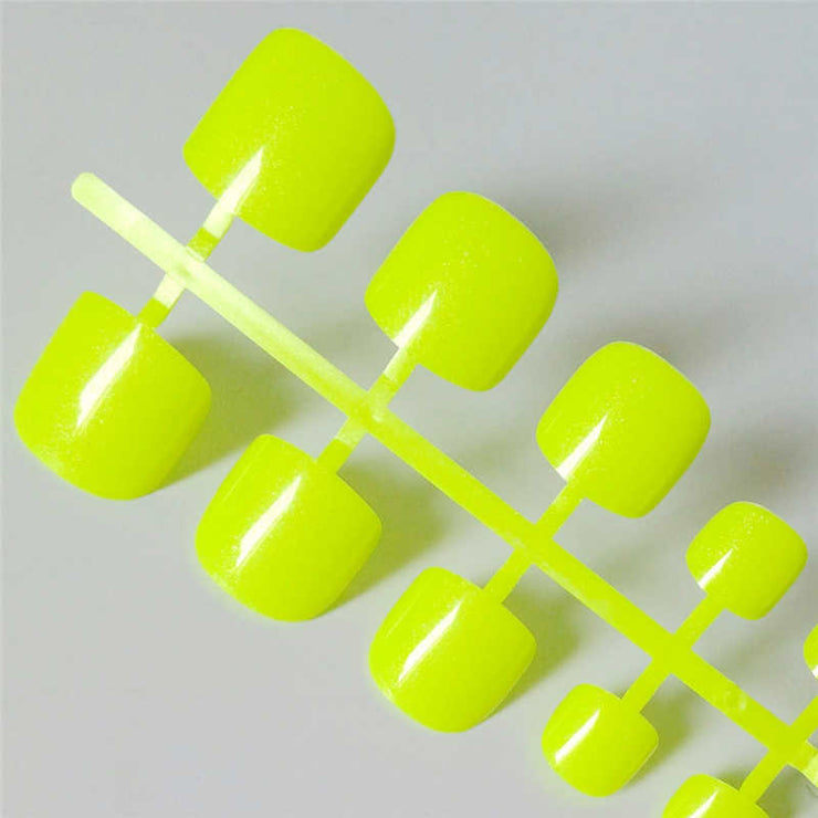 Bright Green Acrylic Fake Toe Nails Square Press On Nails