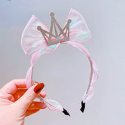 Hd1169A1 Korean Princess Wind Bright Face Mermaid Ji Net Yarn Bow Bright Diamond Crown Children'S Headband Headband Hair Accessories