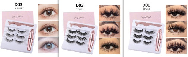 Natural Long Lasting Magnetic Liquid Eyeliner & Magnetic False Eyelashes & Tweezer Set Make up Set